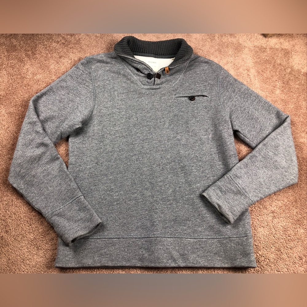 Billy Reid Solid Gray Shawl Collar Sweater Size Large